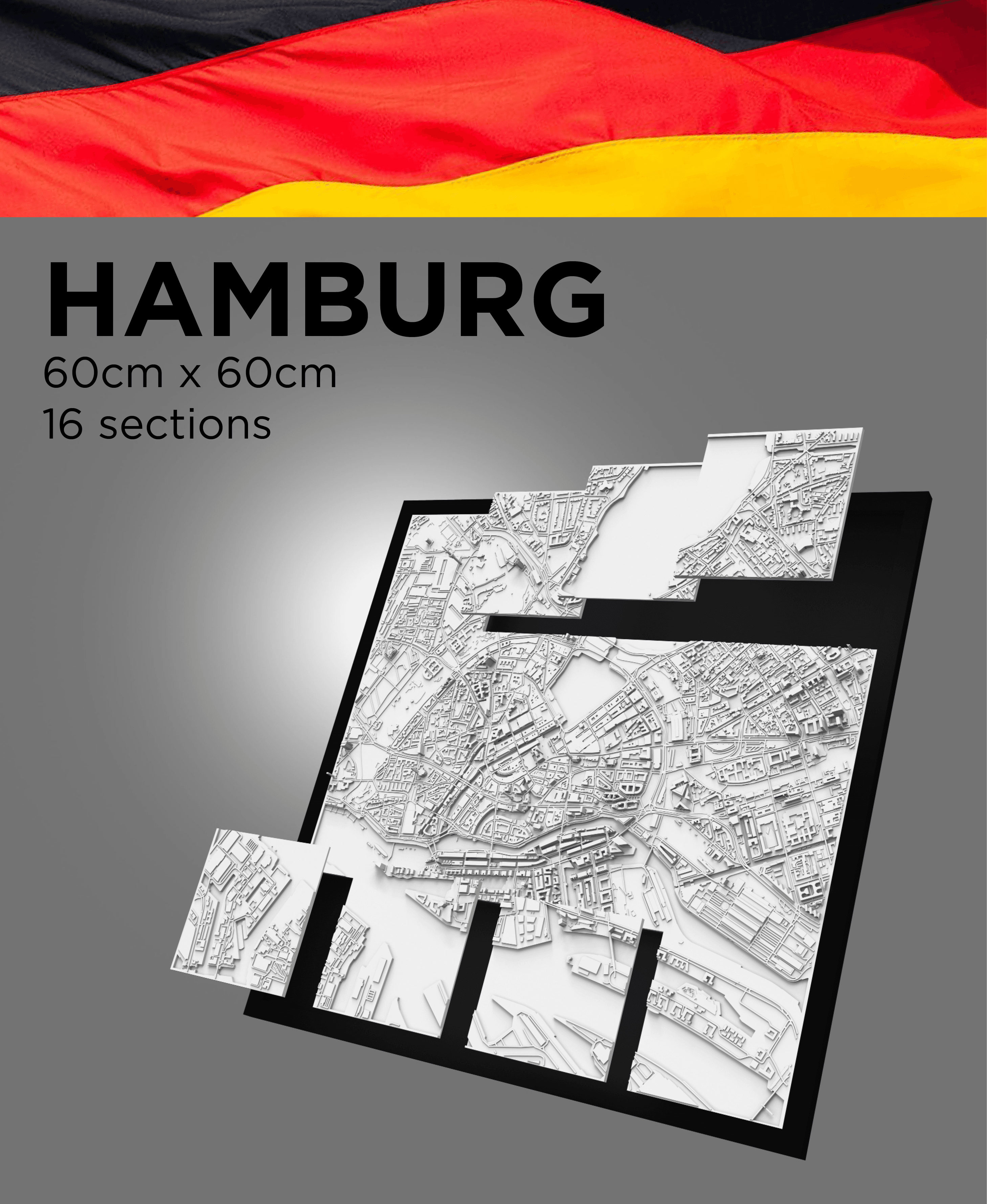 HAMBURG, Skyline 3d map 3d model