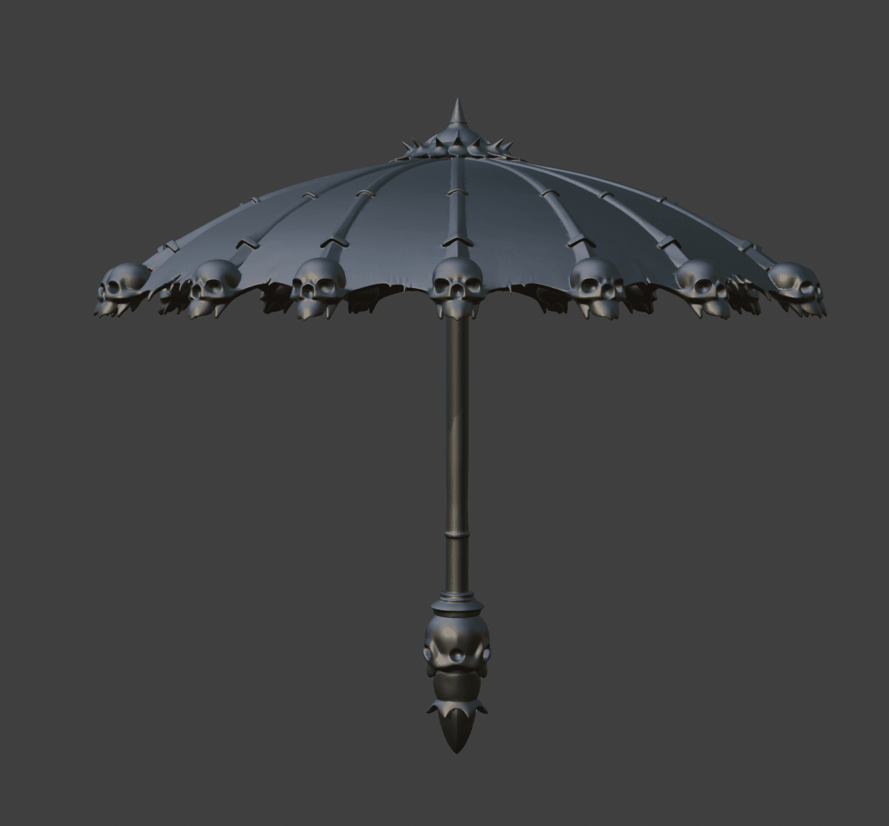 Skeletor Doll Umbrella / Miniature Gothic Parasol 3d model