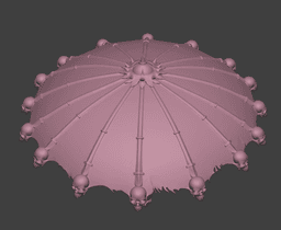 Skeletor Doll Umbrella / Miniature Gothic Parasol 3d model