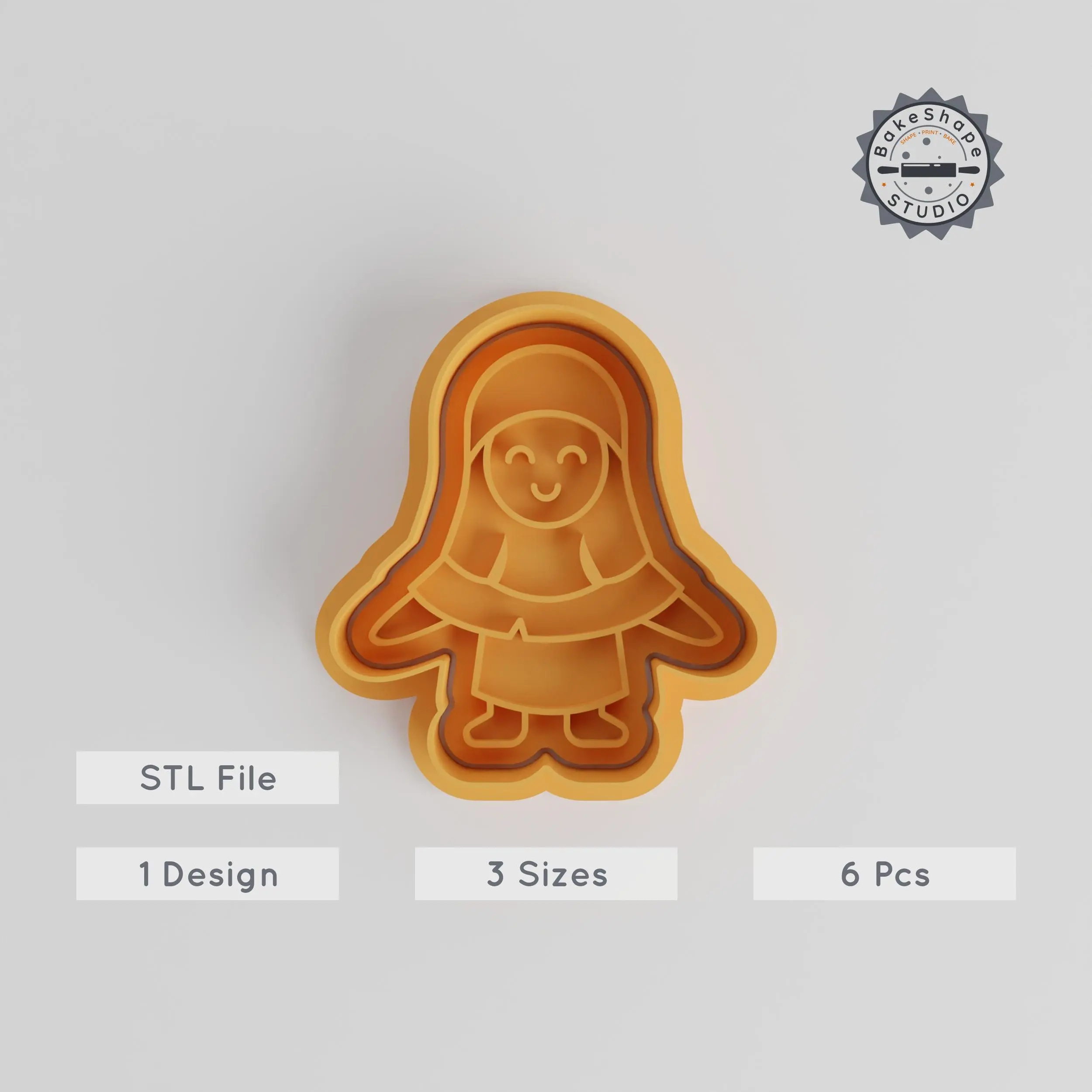 Horror Nun Shape Cutter & Stamp Set, Perfect for Cookies & Fondant, Includes 3 Sizes, Halloween Character Design PRODUCT_5651 3d model