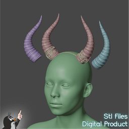 Fantasy Horns with Ornament Cosplay Set 3d model