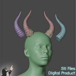 Fantasy Horns with Ornament Cosplay Set 3d model