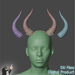 Fantasy Horns with Ornament Cosplay Set 3d model