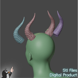Fantasy Horns with Ornament Cosplay Set 3d model