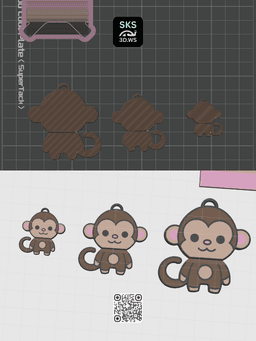 Monkey Wiggle Keyring 3d model