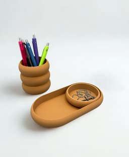 Bubble Catchall Tray Set with Pen Holder 3d model