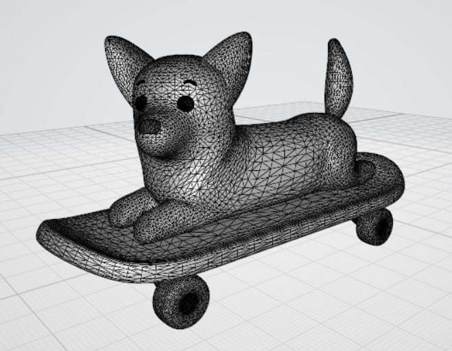 Corgi en patineta 3d model