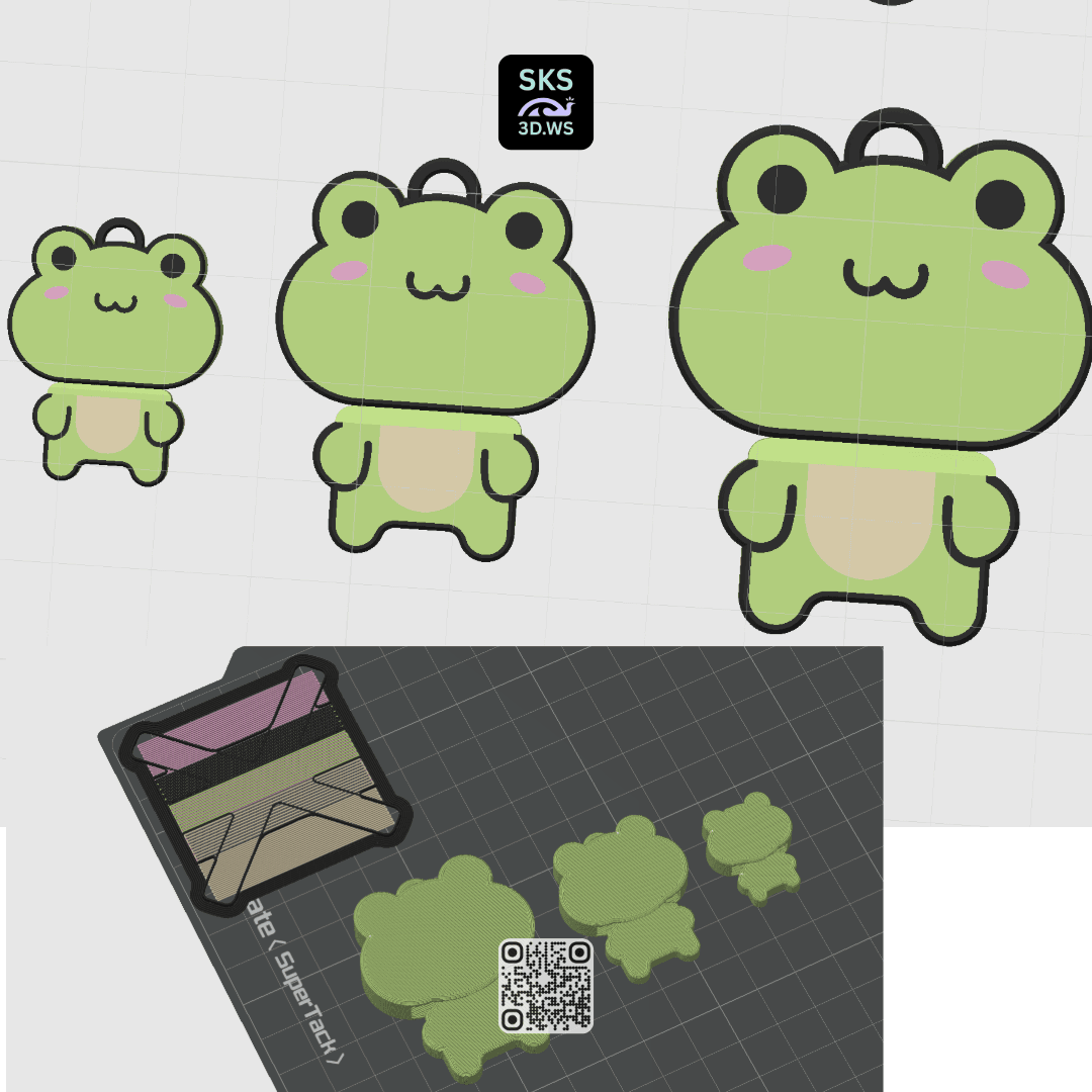 Frog Wiggle Head Keyring 3d model