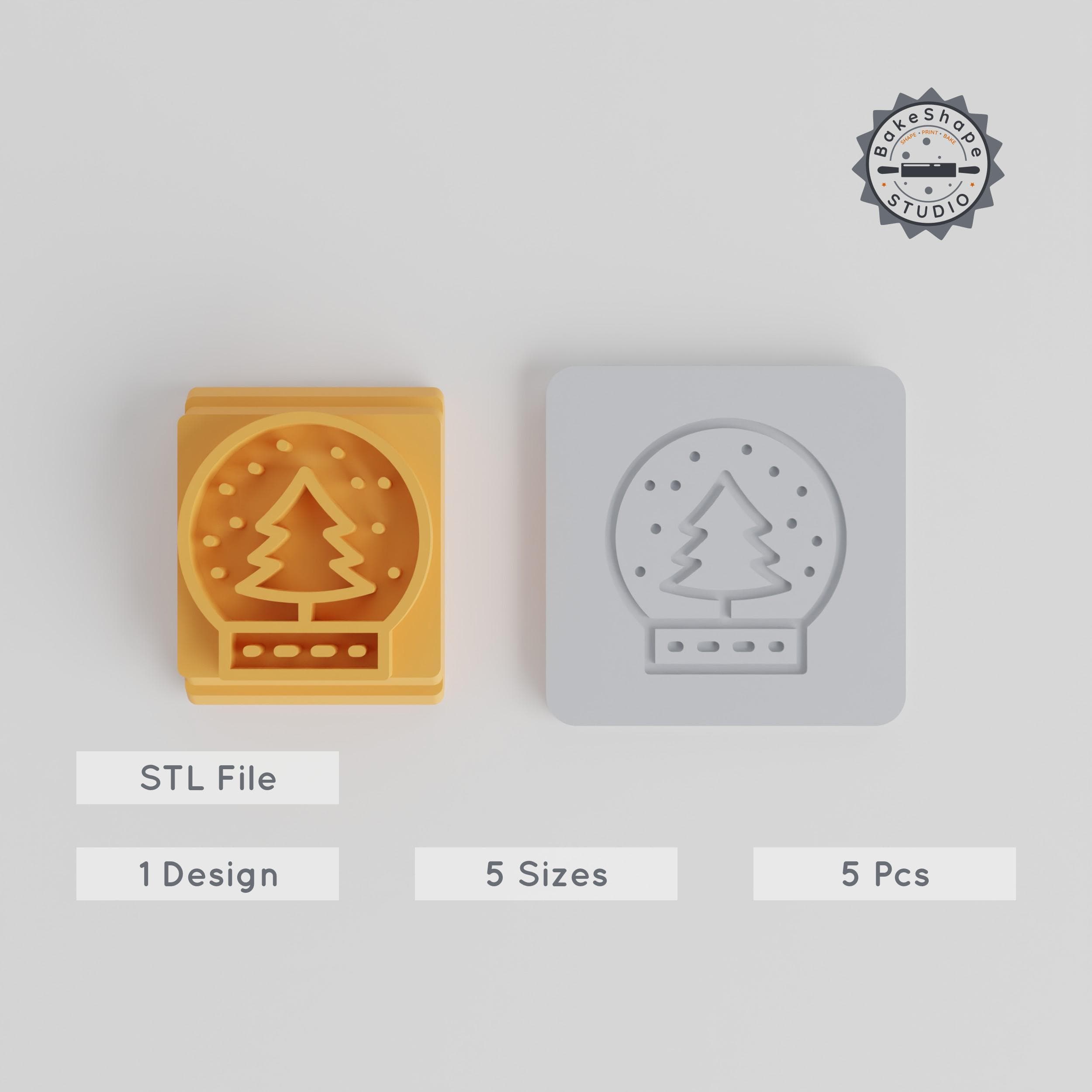 Snow Globe Stamp Tile Set, 5 Piece, 20-40mm, Ideal for Clay, Cookies & Fondant, Winter Sphere Craft Decor PRODUCT_4745 3d model