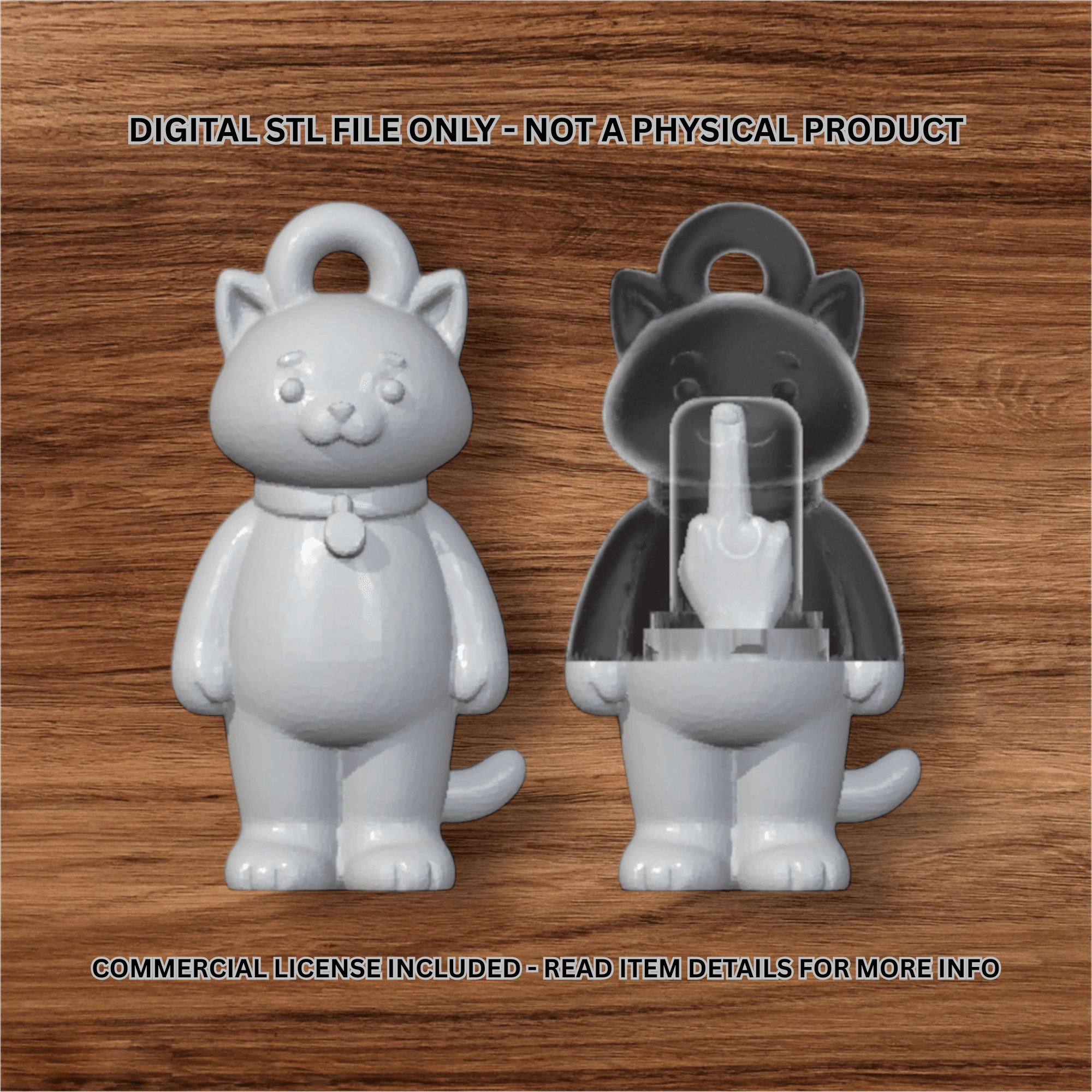 CAT MIDDLE FINGER KEYCHAIN.stl 3d model
