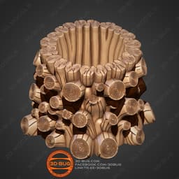 Tree Stump Pen Holder 3d model