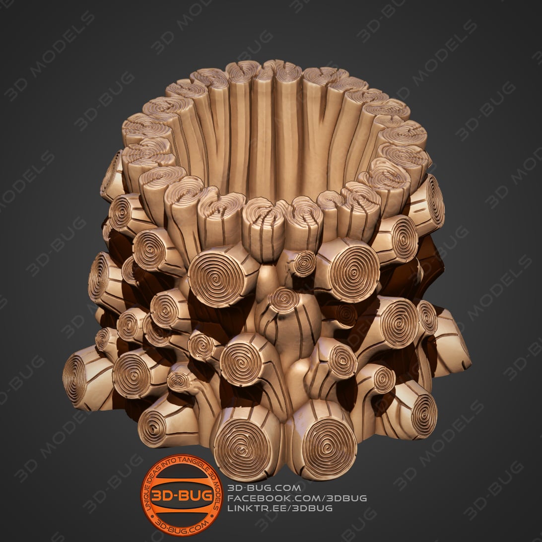 Tree Stump Pen Holder 3d model