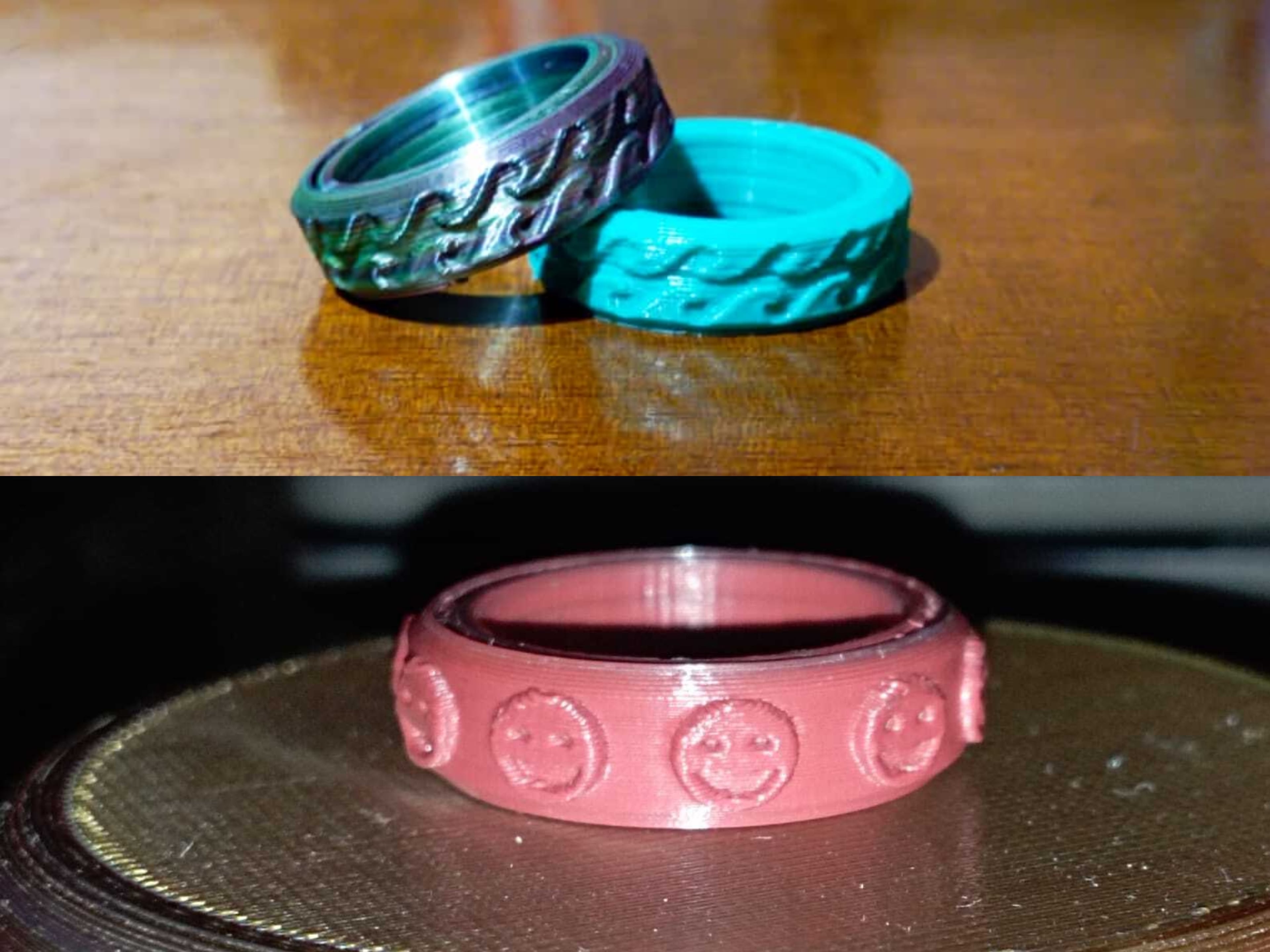 Fidgets Rings Japanese waves & Smile! 3d model