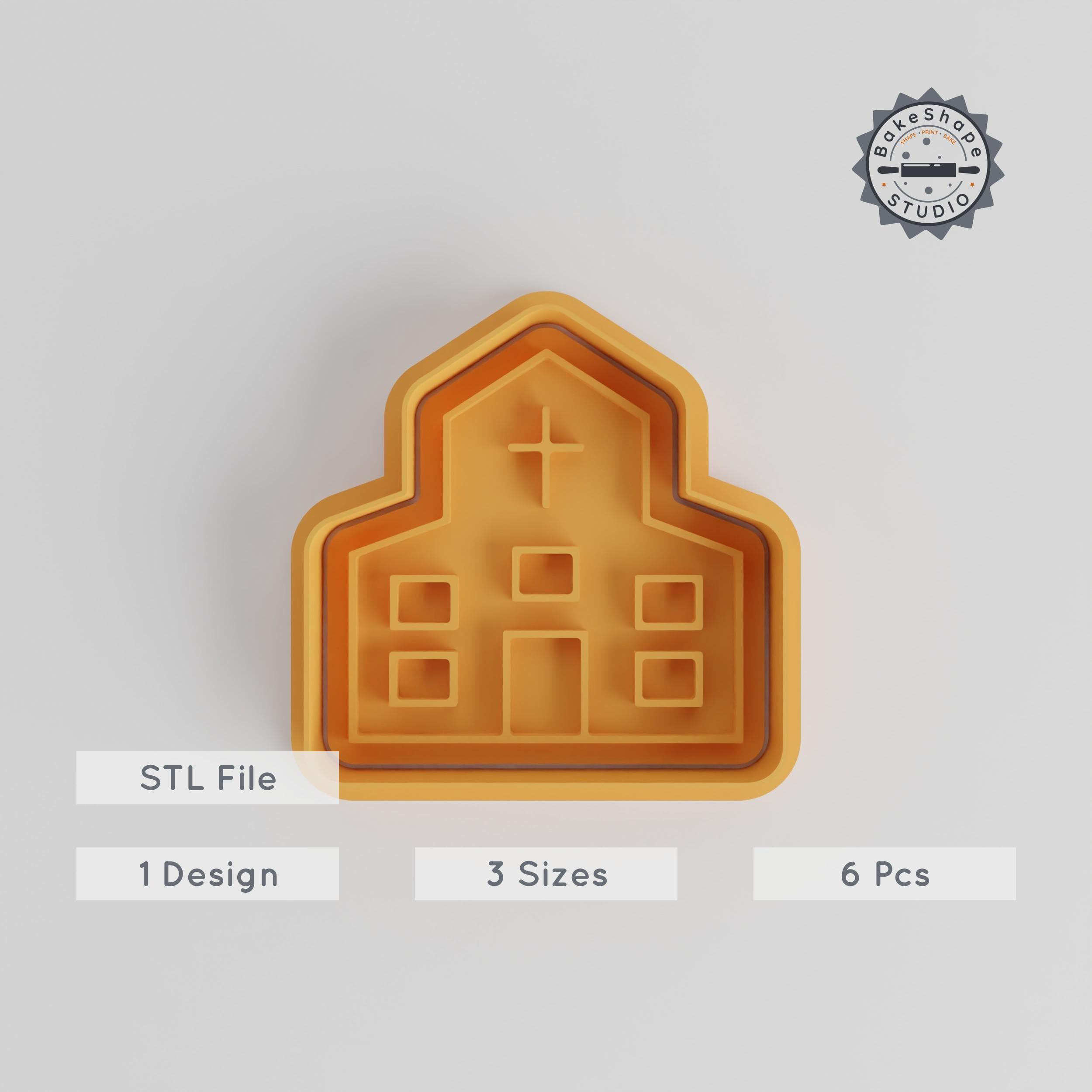 Church Shape Cutter & Stamp Set, Perfect for Cookies & Fondant, S/M/L Sizes, 6-Piece Collection PRODUCT_4857 3d model