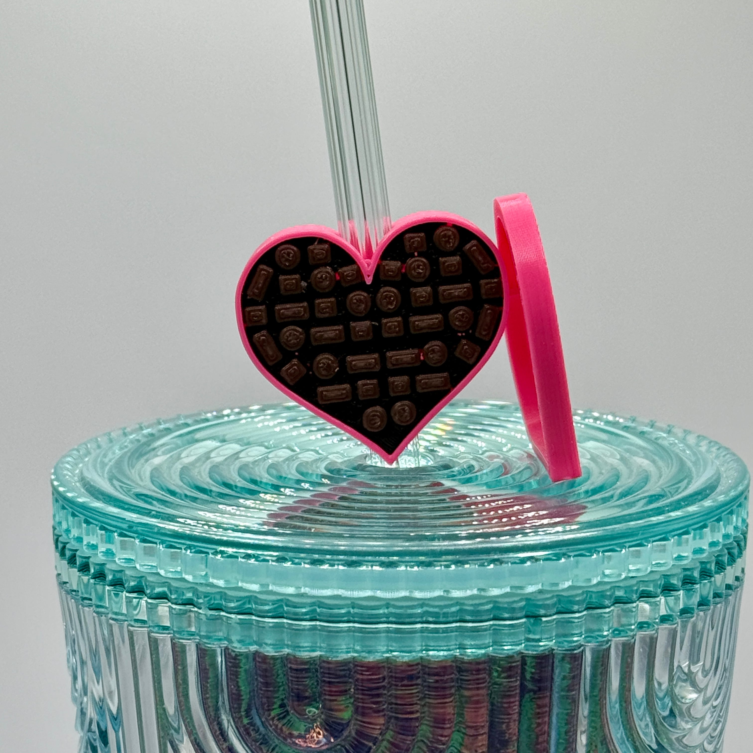 Mini Box of Chocolate Heart Box Straw Topper 3d model