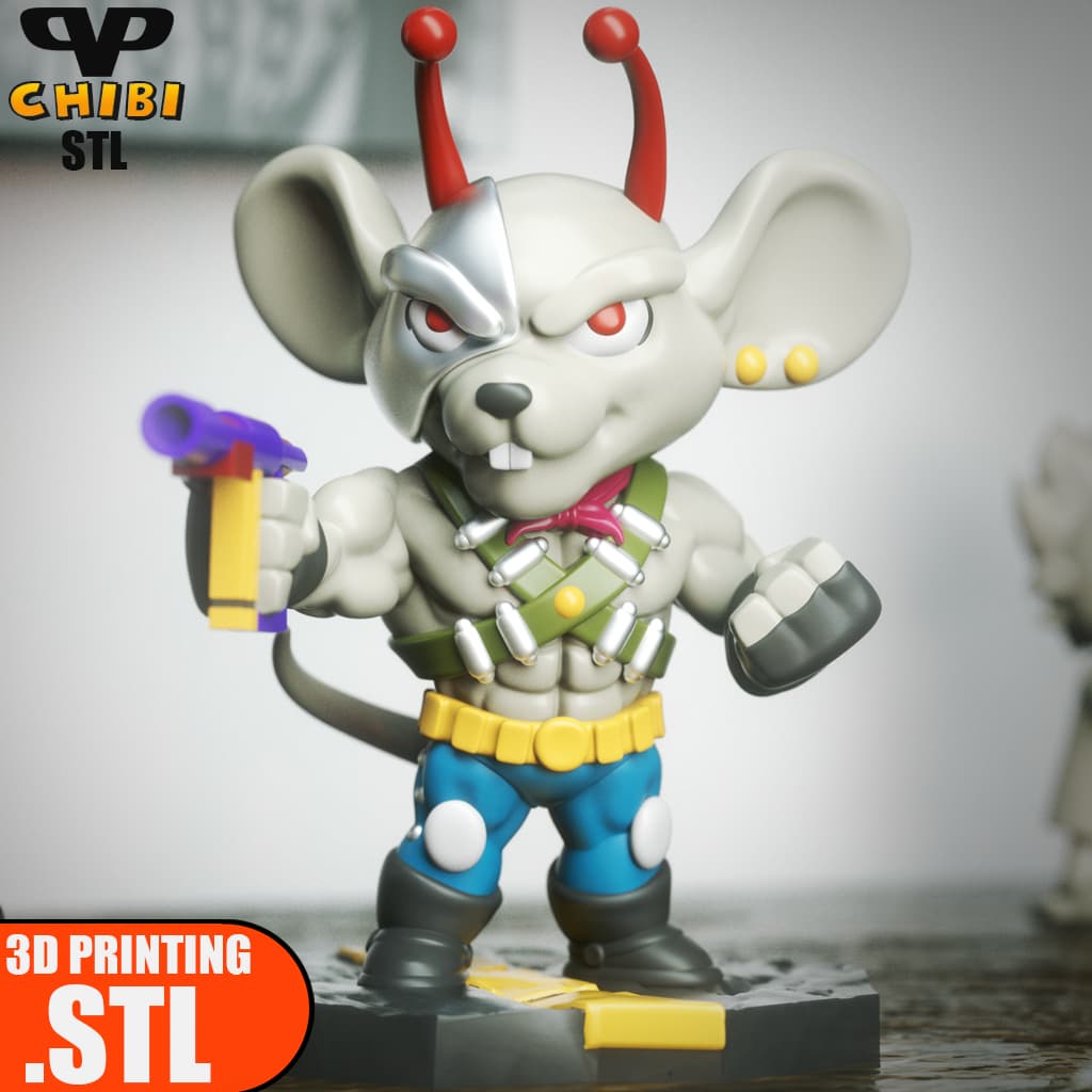 Biker Mice From Mars Vinnie Chibi STL for 3D Printing ChibiSTL 3DXM 3d model