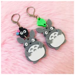 Totoro & Susuwatari Earrings 3d model