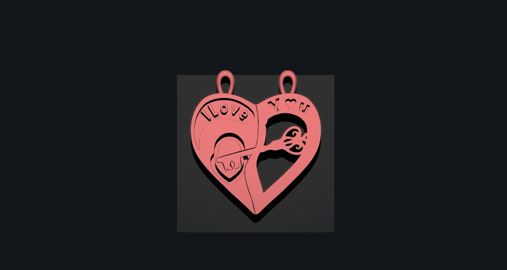 Heart Lock and Key chain 3d model
