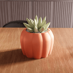 Ribbed Pumpkin Planter Vase 3d model