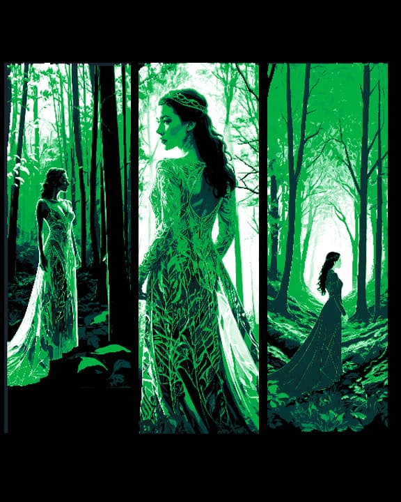 The Lady of the Forest Walking amongst the Trees - Set of 3 Bookmarks 3d model