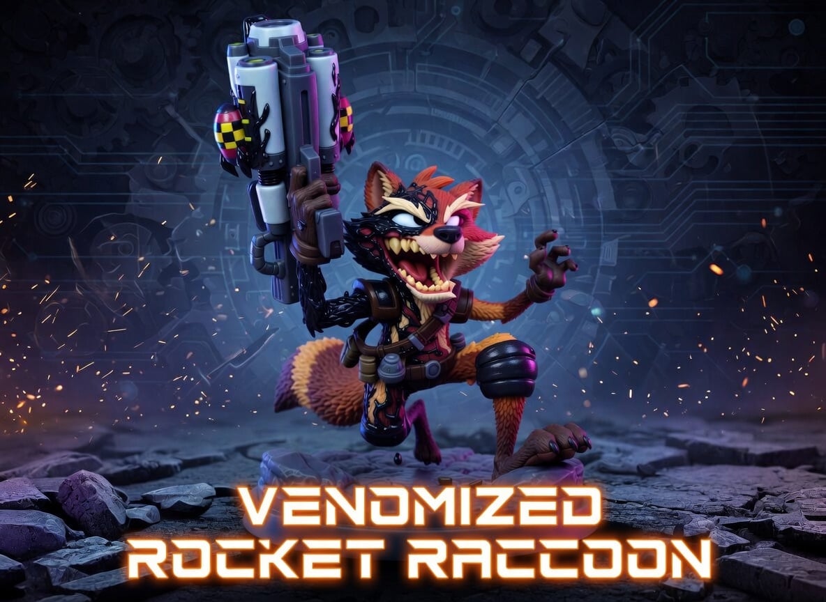 venomized rocket racoon 3d model