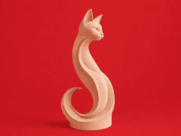 Abstract Cat Sculpture STL Modern Home Decor Statue 3d model
