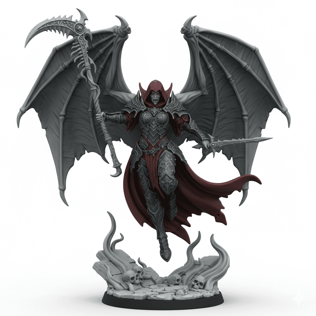 Female Vampire Assassin Wing Cloak Printable STL File 3d model