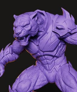Armored Tiger Warrior STL | Fantasy 3D Print | HighDetail 3d model