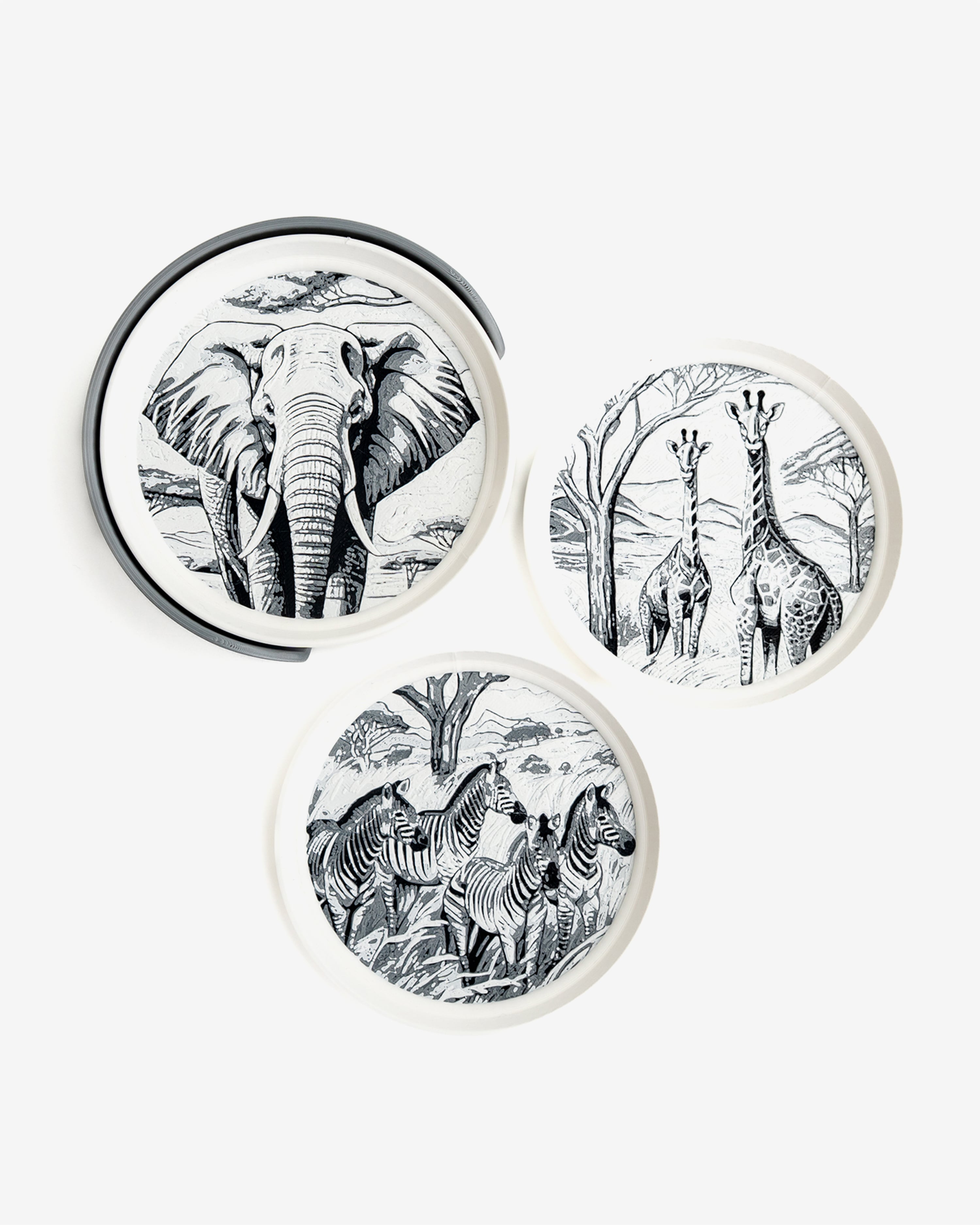 Savanna Wildlife Stackable Coasters 3d model