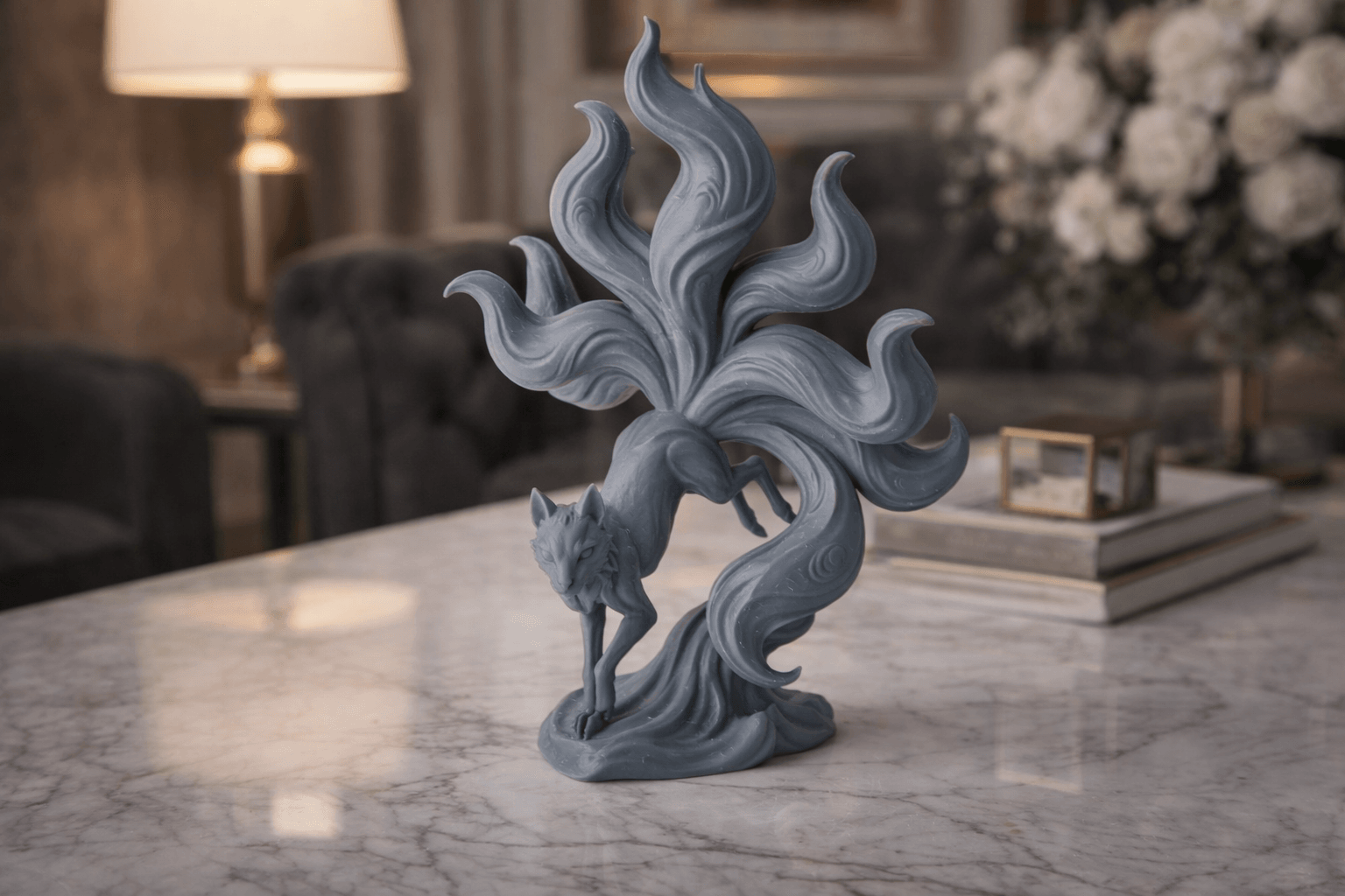 Kitsune Fox Sculpture - Fantasy Decor 3d model