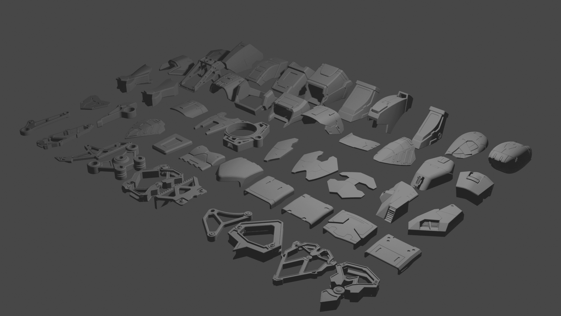 ROBOT KIT FOR PRINTING AND KITBASHING 3d model