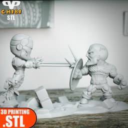 Iron Man vs Captain America Chibi STL for 3D Printing ChibiSTL 3DXM 3d model