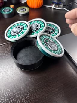 Cannab*s & Coffee - Coaster, Stash, Set. Threaded and stackable 3d model