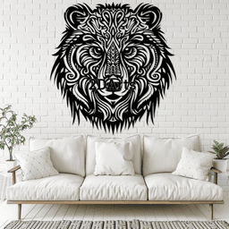Bear Head Tattoo Style Silhouette 3d model