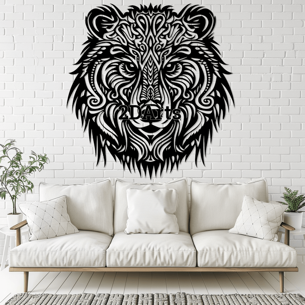 Bear Head Tattoo Style Silhouette 3d model