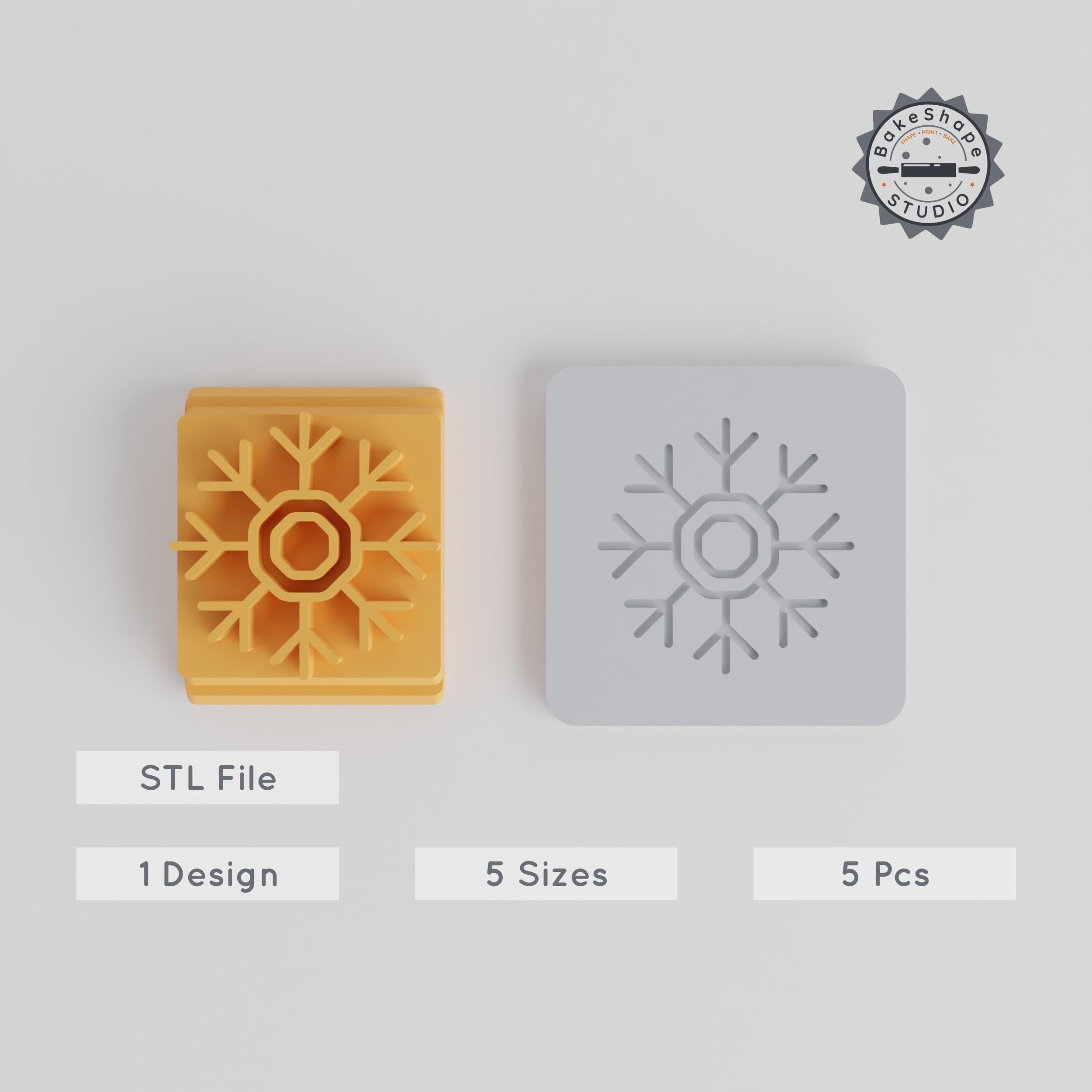 Snowflake Stamp Tile Set, 5 Sizes Winter Flake Motif, Perfect for Clay & Cookies, Christmas Decoration, Winter Craft Collection PRODUCT_3920 3d model