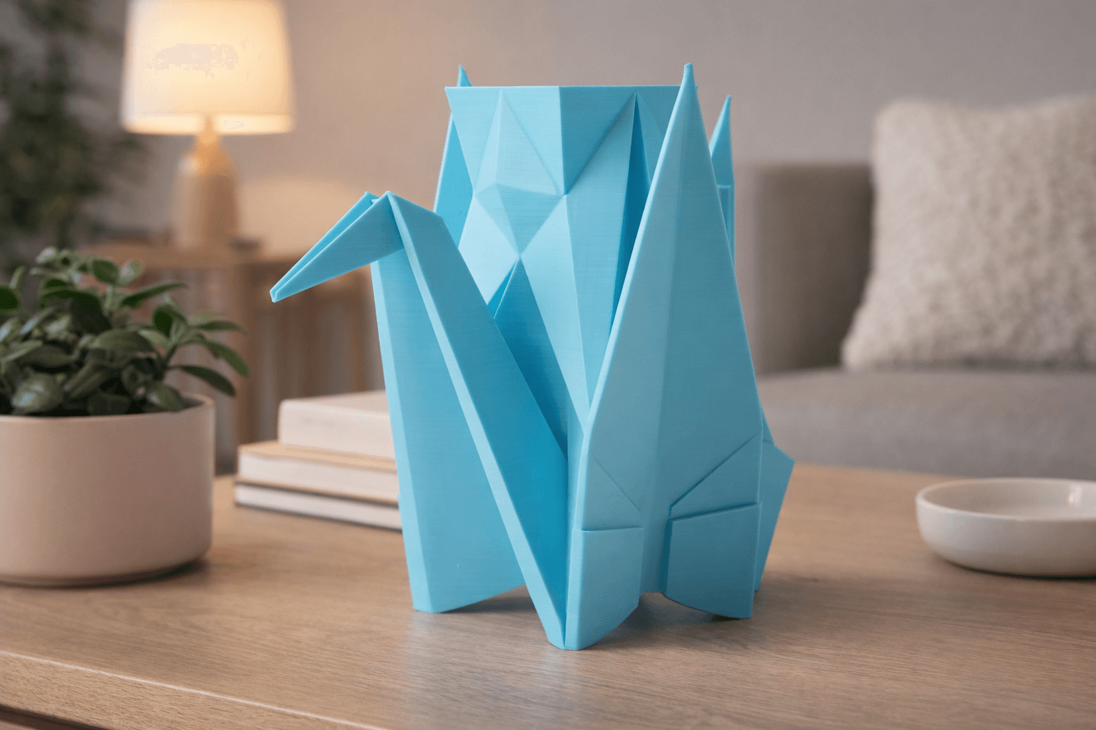 Origami Vase | Geometric 3D Printed Matte Decorative Vase 3d model