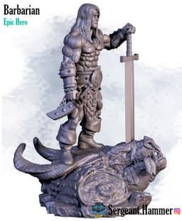 Barbarian on dragon head 3d model