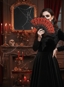 Halloween Spider Web Hand Fan 3d model
