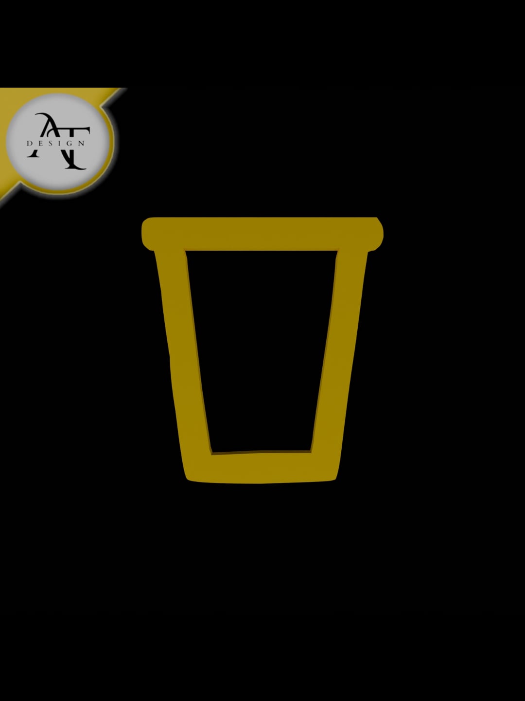 Simple Coffee Cup Symbol - 2D Art 3d model