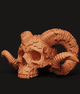 Gothic Ivy Ram Skull | Decorative Nature-Inspired Horned Skull 3d model