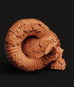 Gothic Ivy Ram Skull | Decorative Nature-Inspired Horned Skull 3d model