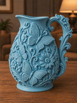 Blue Butterfly Garden Pitcher Vase 3d model