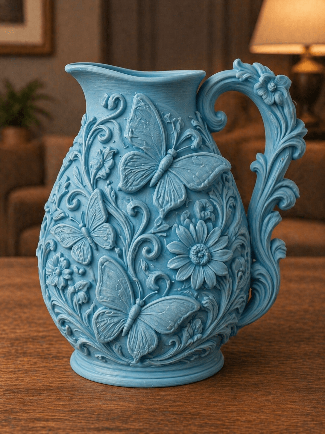 Blue Butterfly Garden Pitcher Vase 3d model