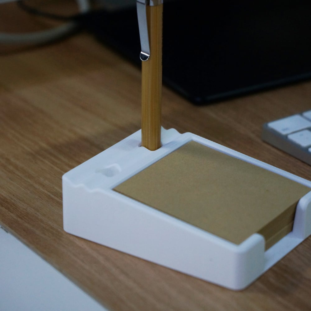 Minimalist Dual Pen Post-It Holder 3d model