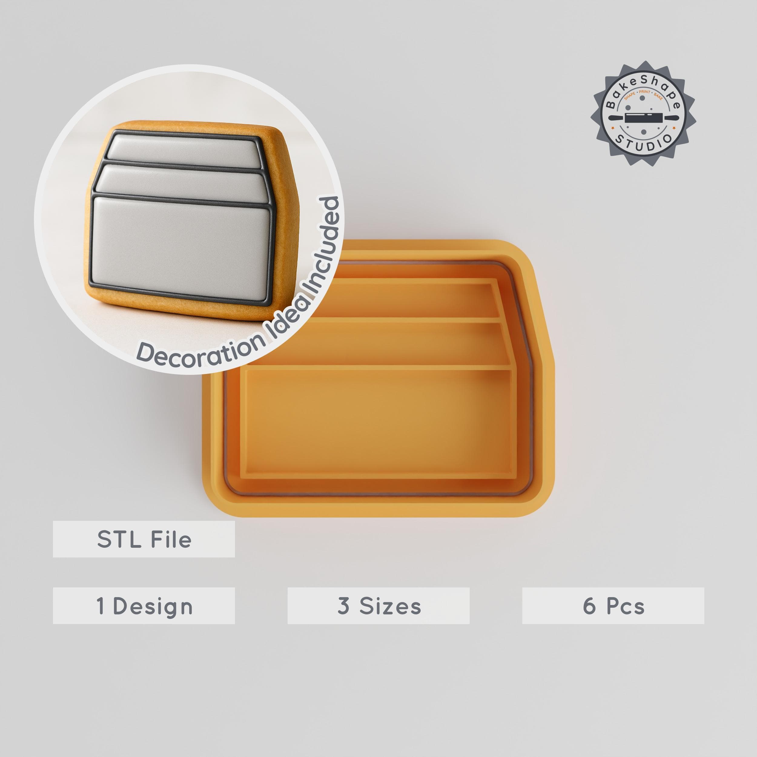 Box Shape Cutter & Stamp, Cookie & Fondant Tool Set, 6 Pieces, 3 Sizes: S/M/L PRODUCT_567 3d model