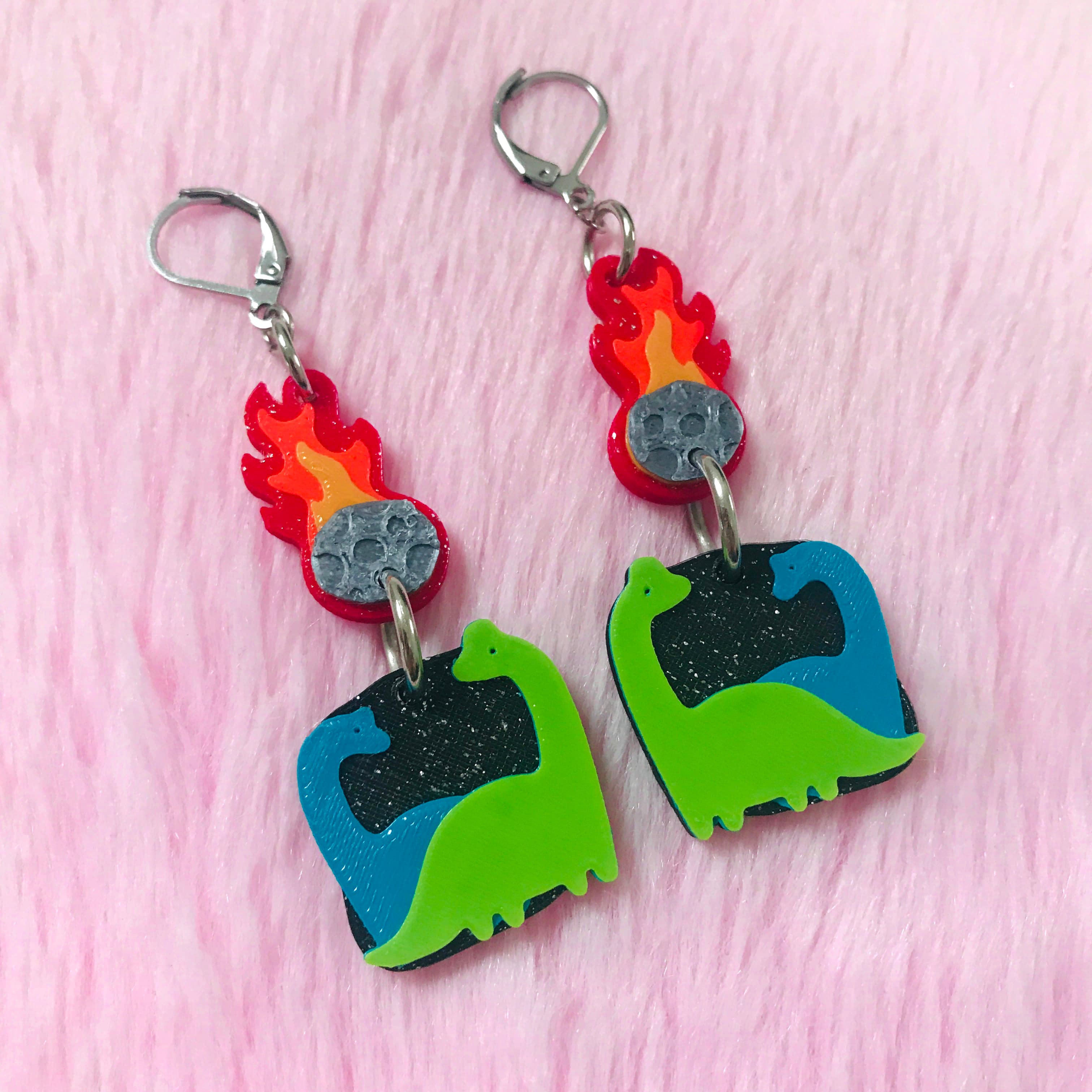Dinosaur Meteorite Earrings 3d model