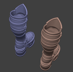 Fantasy Knight High Armor Boots + BJD Version 3d model