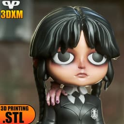 Wednesday Addams Chibi STL for 3D Printing ChibiSTL 3DXM 3d model