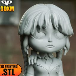 Wednesday Addams Chibi STL for 3D Printing ChibiSTL 3DXM 3d model